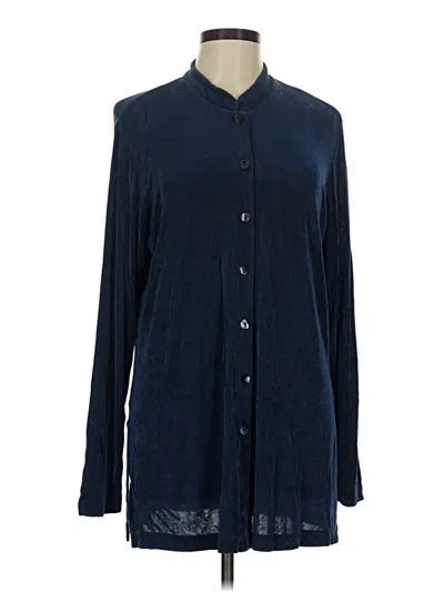 Pre-owned Travelers By Chico's Long Sleeve Blouse In Blue