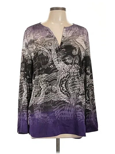 Pre-owned Travelers By Chico's Long Sleeve Blouse In Purple