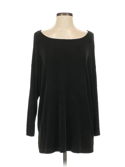 Pre-owned Travelers By Chico's Long Sleeve Top Black Boatneck Tops