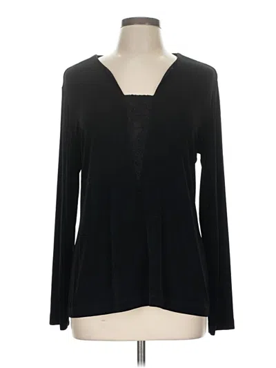 Pre-owned Travelers By Chico's Long Sleeve Top Black Plunge Neckline Tops