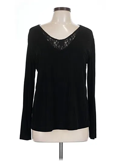 Pre-owned Travelers By Chico's Long Sleeve Top Black Sweetheart Neckline Tops