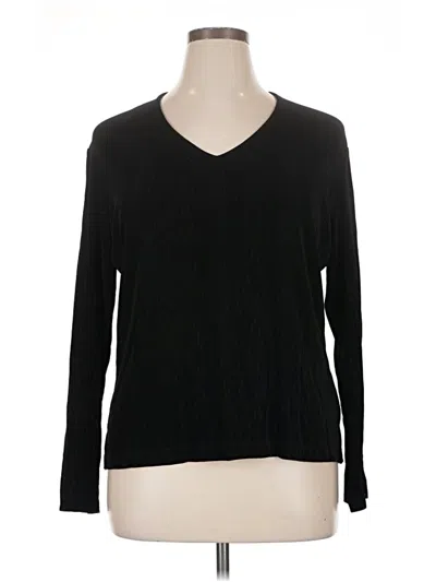 Pre-owned Travelers By Chico's Long Sleeve Top Black V-neck Tops