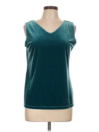 Pre-owned Travelers By Chico's Sleeveless Top Teal V Neck Tops In Blue