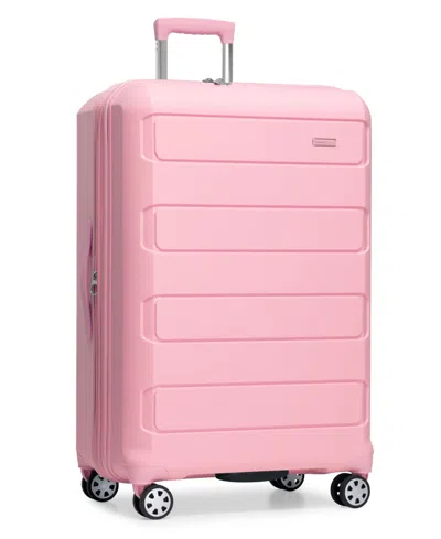 Traveler's Choice Pagosa Large Checked Hardside Expandable Spinner Luggage In Pink