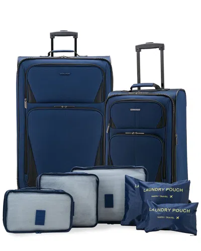 Traveler's Choice Us Traveler Forest Expandable 8pc Luggage Set In Blue