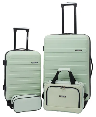 Travelers Club Austin 4 Piece Hardside Luggage Set In Green Lily
