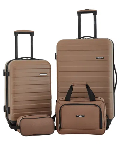 Travelers Club Austin 4 Piece Hardside Luggage Set In Mocha