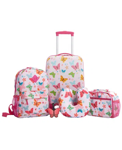Travelers Club Kid's Hard Side Carry-on Spinner 5 Piece Luggage Set In Butterfly