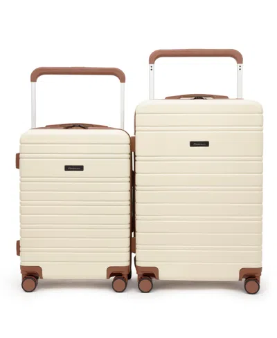 Travelers Club Navigate Collection 2 Piece Rolling Hard Case Luggage Set With X-tra Wide Telescopic Handle In Ivory
