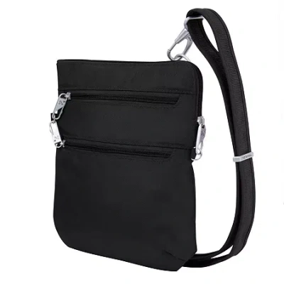 Travelon Anti-theft Classic Slim Double Zip Crossbody Bag In Black