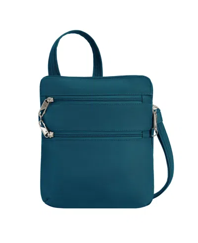 Travelon Anti-theft Classic Slim Double Zip Crossbody In Blue