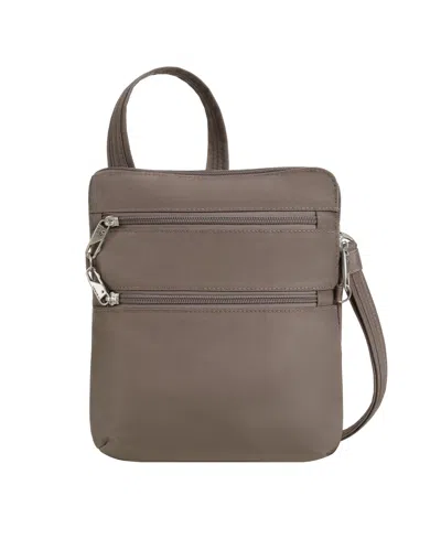 Travelon Anti-theft Classic Slim Double Zip Crossbody In Brown