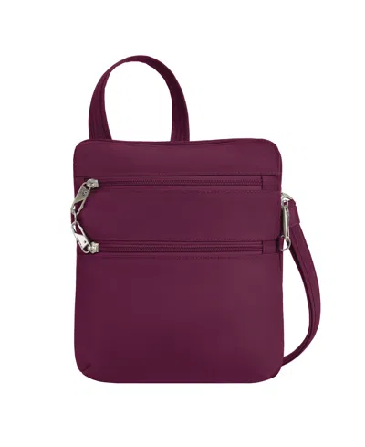 Travelon Anti-theft Classic Slim Double Zip Crossbody In Burgundy