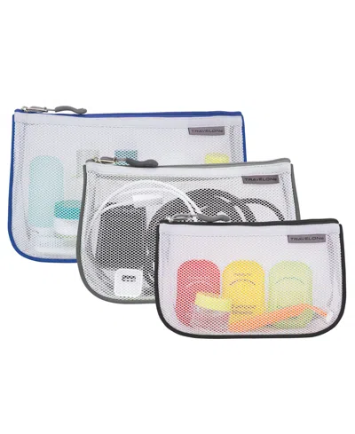 Travelon Set Of 3 Assorted Piped Pouches In Cool Tones