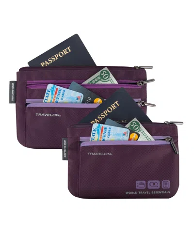 Travelon World Travel Essentials Currency And Passport Organizers, Set Of 2 In Blackberry