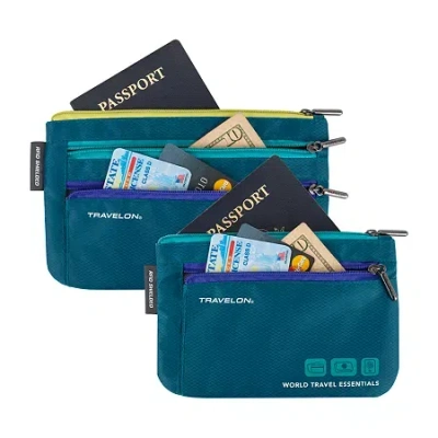 Travelon World Travel Essentials Set Of 2 Currency And Passport Organizers In Multi