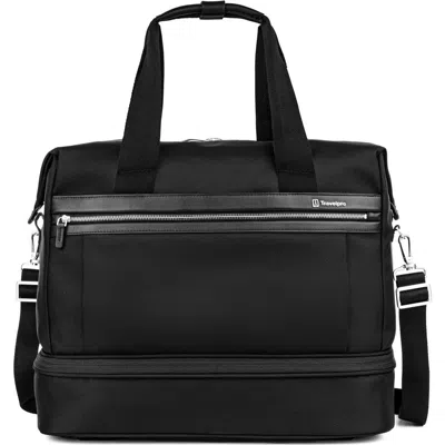 Travelpro Platinum Elite Carry On Soft Travel Drop-bottom Weekender Bag In Black