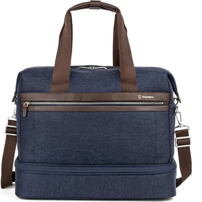 Travelpro Platinum Elite Carry On Soft Travel Drop-bottom Weekender Bag In True Navy Blue