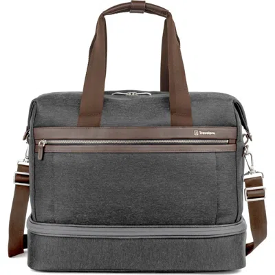 Travelpro Platinum Elite Carry On Soft Travel Drop-bottom Weekender Bag In Vintage Grey