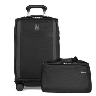 Travelpro Versapack + Softside Carry On & Underseat Travel Tote Bag Luggage Set In Black