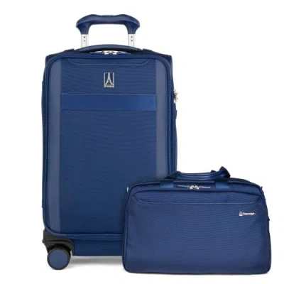 Travelpro Versapack + Softside Carry On & Underseat Travel Tote Bag Luggage Set In Blue