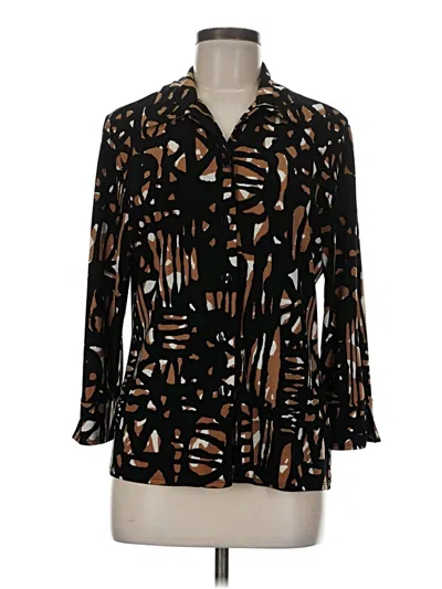 Pre-owned Travelsmith 3/4 Sleeve Blouse In Black