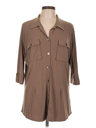 Pre-owned Travelsmith 3/4 Sleeve Blouse In Brown