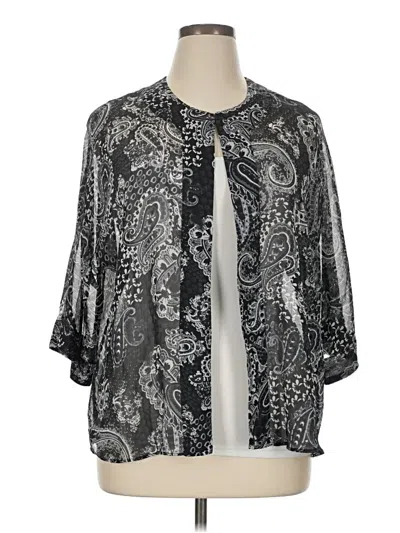 Pre-owned Travelsmith 3/4 Sleeve Blouse In Silver