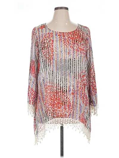 Pre-owned Travelsmith 3/4 Sleeve Blouse In Silver