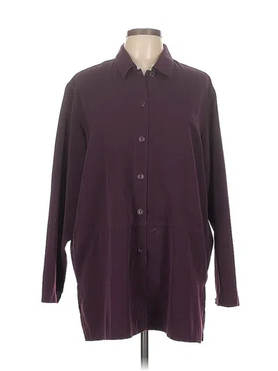 Pre-owned Travelsmith Long Sleeve Blouse In Burgundy