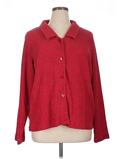 Pre-owned Travelsmith Long Sleeve Blouse In Red