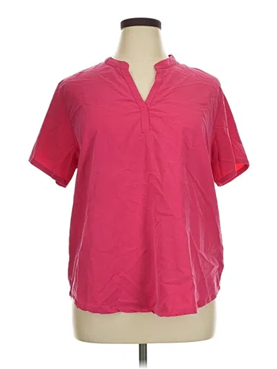 Pre-owned Travelsmith Short Sleeve Blouse In Pink