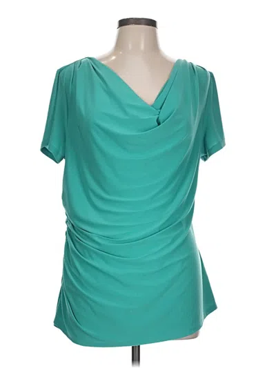 Pre-owned Travelsmith Short Sleeve Top Teal Cowl Neck Tops In Blue
