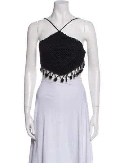 Pre-owned Travilla Halterneck Sleeveless Crop Top W/ Tags In Black