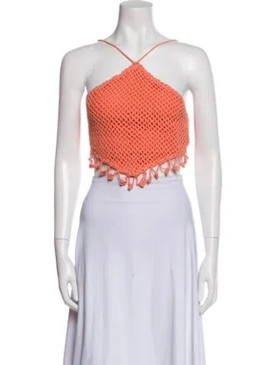 Pre-owned Travilla Lace Pattern Strapless Crop Top W/ Tags In Multi