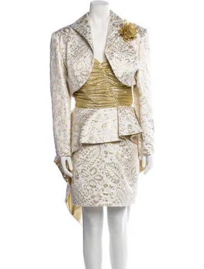 Pre-owned Travilla Printed Glitter Accents Dress Set In Multi