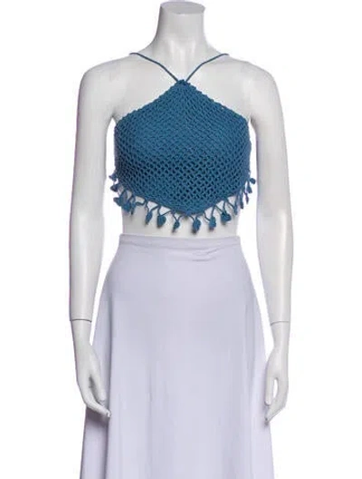Pre-owned Travilla Strapless Crop Top W/ Tags In Blue