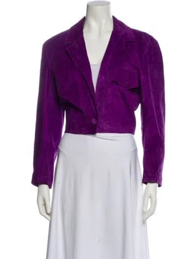 Pre-owned Travilla Suede Biker Jacket In Purple