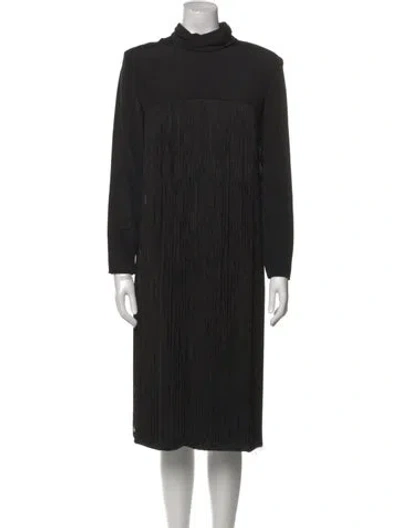 Pre-owned Travilla Turtleneck Midi Length Dress In Black