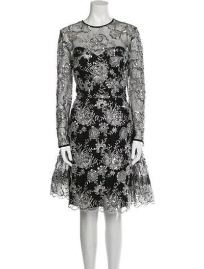 Pre-owned Travilla Vintage Midi Length Dress In Black