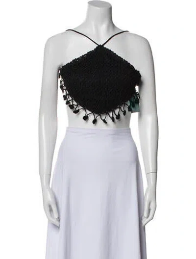 Pre-owned Travilla V-neck Sleeveless Crop Top W/ Tags In Blue