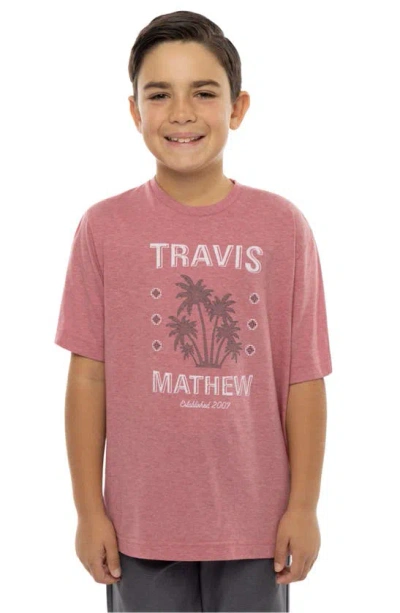 Travis Mathew Travismathew Kids' Feeling Loco Graphic T-shirt In Heather Earth Red