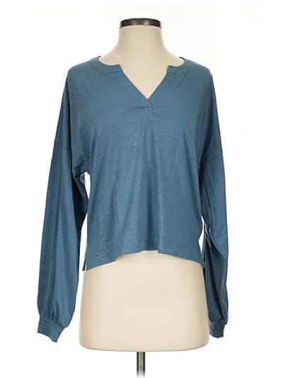 Pre-owned Travis Mathew Long Sleeve Top Teal V-neck Tops