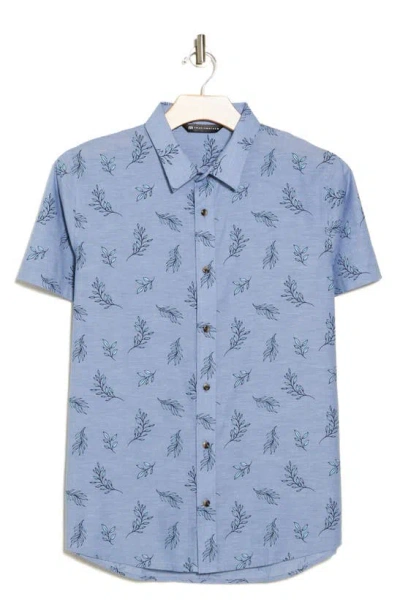 Travis Mathew Pay Load Short Sleeve Button-up Shirt In Blue