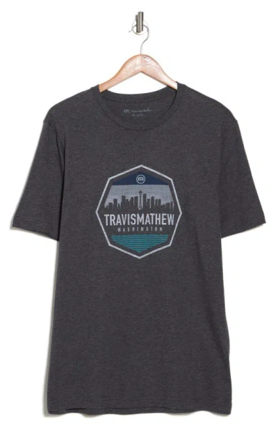 Travis Mathew Shores Galore Logo Graphic T-shirt In Heather Grey