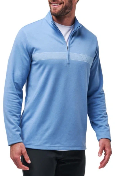 Travis Mathew Upgraded Chest Stripe Half Zip Pullover In Quiet Harbor