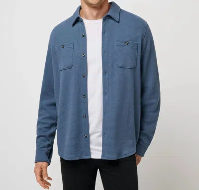 Travis Matthew Cloud Waffle Button Up Shirt Jacket In Blue Heather
