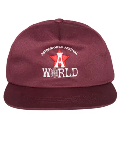 Pre-owned Travis Scott Astro Hat In Burgundy