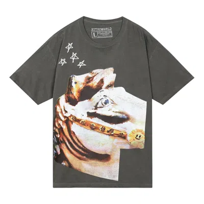 Travis Scott Astroworld Horse Head Tee 'washed Black' In Gray