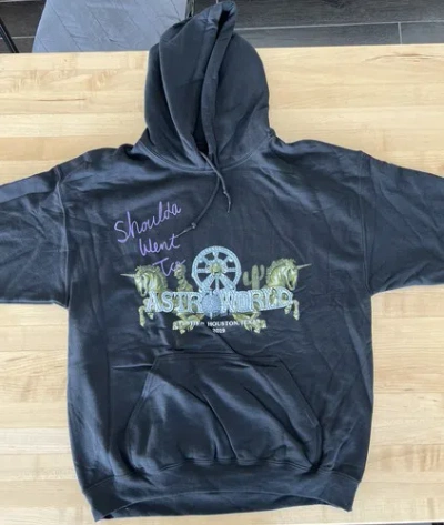 Pre-owned Travis Scott Authentic  Astroworld Houston 2019 Hoodie Black Size Large